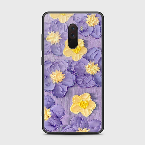 Xiaomi Pocophone F1 Cover - Floral Series - Design 8 - Pink & Yellow - HQ Ultra Shine Premium Infinity Glass Soft Silicon Borders Case