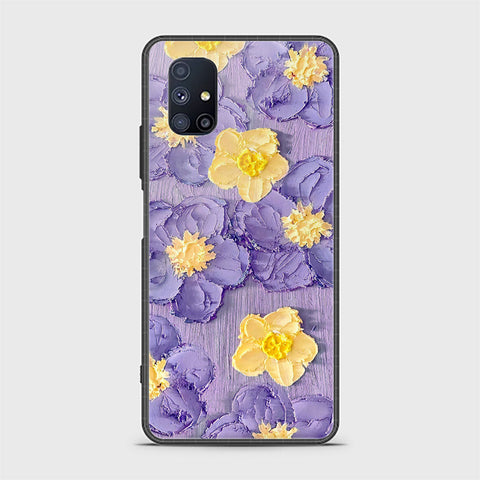 Samsung Galaxy M51 Cover - Floral Series - Design 8 - Pink & Yellow - HQ Ultra Shine Premium Infinity Glass Soft Silicon Borders Case