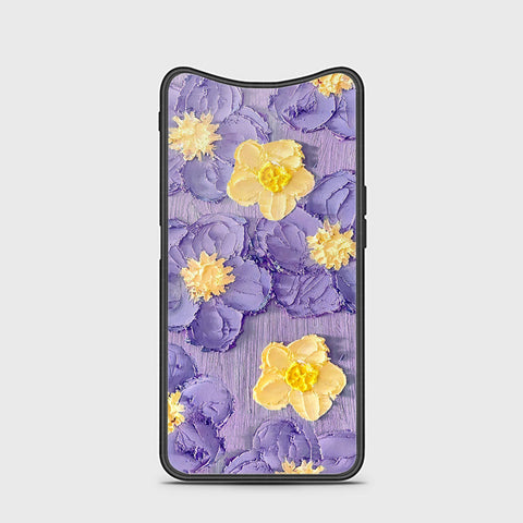 Oppo Find X Cover - Floral Series - Design 8 - Pink & Yellow - HQ Ultra Shine Premium Infinity Glass Soft Silicon Borders Case