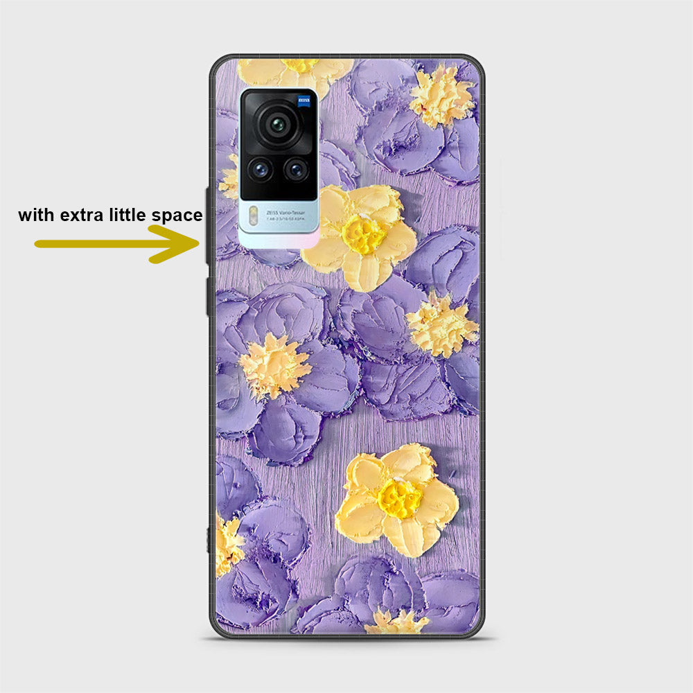 Vivo X60 Pro Cover - Floral Series - Design 8 - Pink & Yellow - HQ Ultra Shine Premium Infinity Glass Soft Silicon Borders Case