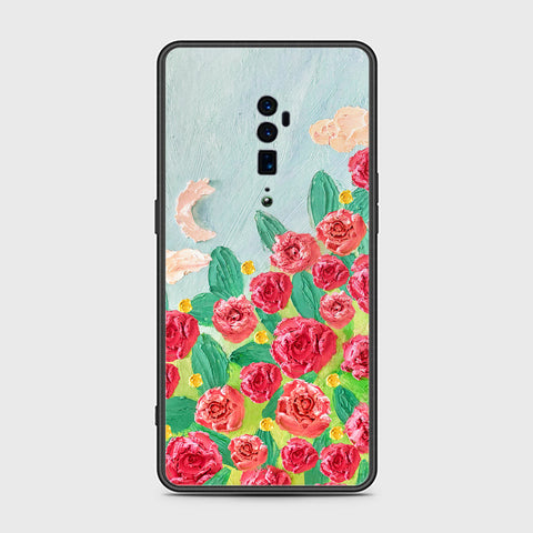 Oppo Reno 10x Zoom Cover - Floral Series - Design 10 - Red & Green - HQ Ultra Shine Premium Infinity Glass Soft Silicon Borders Case