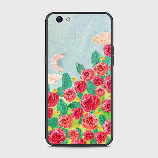 Oppo F3 Plus Cover - Floral Series - Design 10 - Red & Green - HQ Ultra Shine Premium Infinity Glass Soft Silicon Borders Case