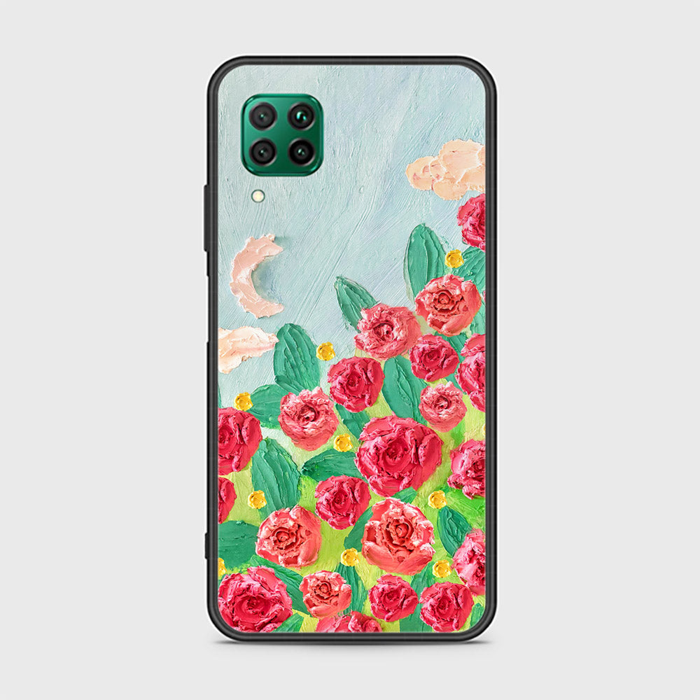 Huawei Nova 7i Cover - Floral Series - Design 10 - Red & Green - HQ Ultra Shine Premium Infinity Glass Soft Silicon Borders Case