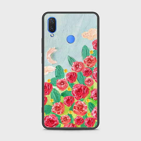 Huawei Honor 8C Cover - Floral Series - Design 10 - Red & Green - HQ Ultra Shine Premium Infinity Glass Soft Silicon Borders Case