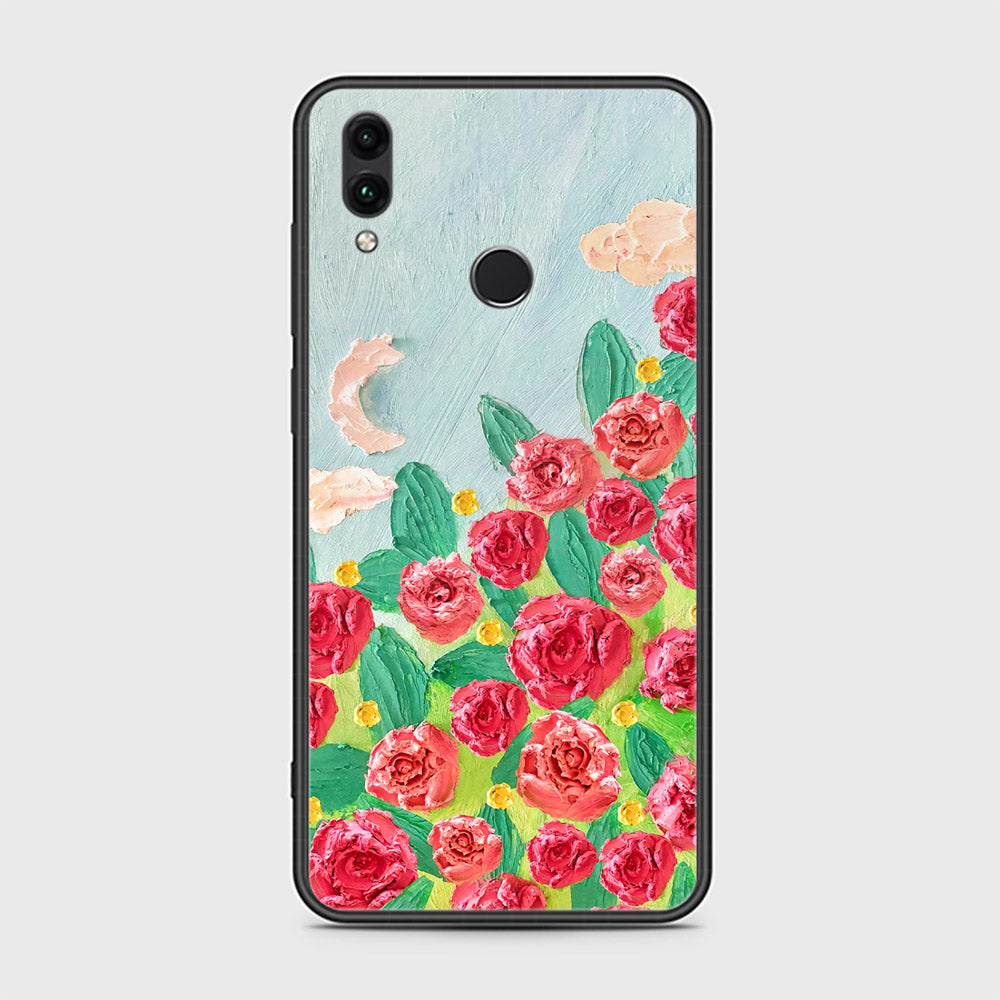 Huawei Honor 10 Lite Cover - Floral Series - Design 10 - Red & Green - HQ Ultra Shine Premium Infinity Glass Soft Silicon Borders Case