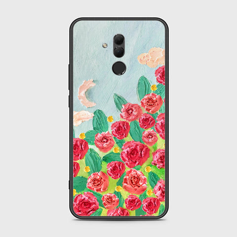 Huawei Mate 20 Lite Cover - Floral Series - Design 10 - Red & Green - HQ Ultra Shine Premium Infinity Glass Soft Silicon Borders Case