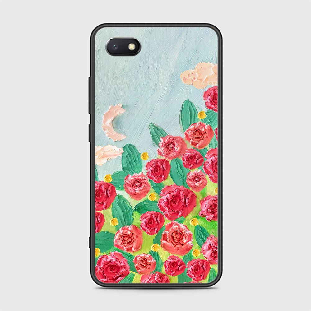 Huawei Y5 Prime 2018 Cover - Floral Series - Design 10 - Red & Green - HQ Ultra Shine Premium Infinity Glass Soft Silicon Borders Case