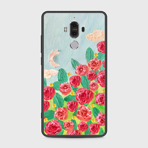 Huawei Mate 9 Cover - Floral Series - Design 10 - Red & Green - HQ Ultra Shine Premium Infinity Glass Soft Silicon Borders Case