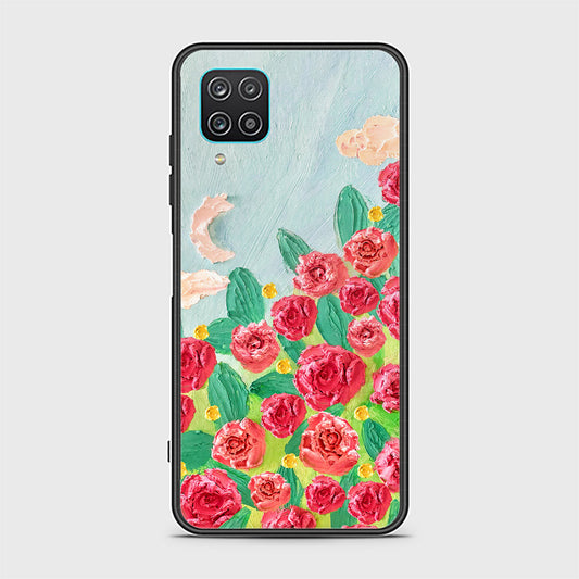 Samsung Galaxy A12 Nacho Cover - Floral Series - Design 10 - Red & Green - HQ Ultra Shine Premium Infinity Glass Soft Silicon Borders Case