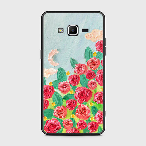 Samsung Galaxy J2 Prime Cover - Floral Series - Design 10 - Red & Green - HQ Ultra Shine Premium Infinity Glass Soft Silicon Borders Case