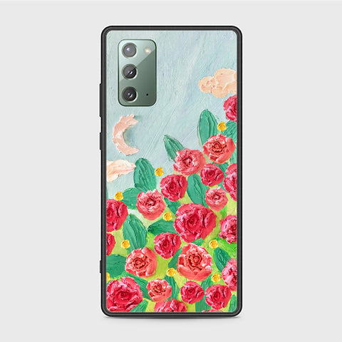 Samsung Galaxy Note 20 Cover - Floral Series - Design 10 - Red & Green - HQ Ultra Shine Premium Infinity Glass Soft Silicon Borders Case