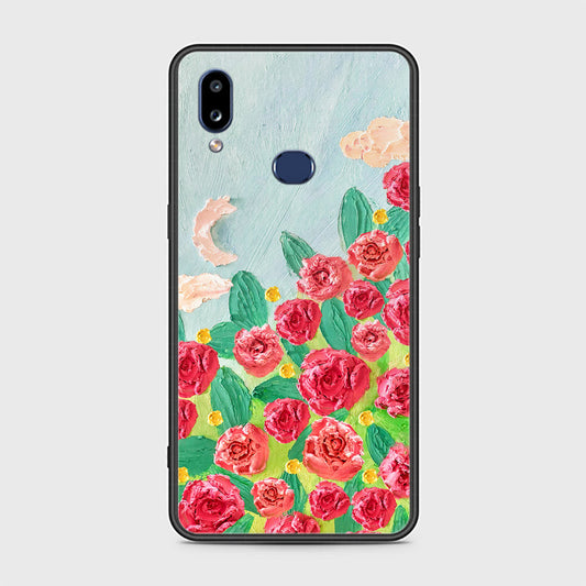 Samsung Galaxy A10s Cover - Floral Series - Design 10 - Red & Green - HQ Ultra Shine Premium Infinity Glass Soft Silicon Borders Case