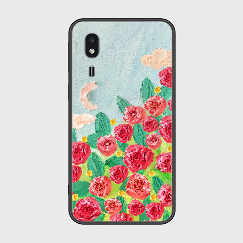 Samsung Galaxy A2 Core Cover - Floral Series - Design 10 - Red & Green - HQ Ultra Shine Premium Infinity Glass Soft Silicon Borders Case