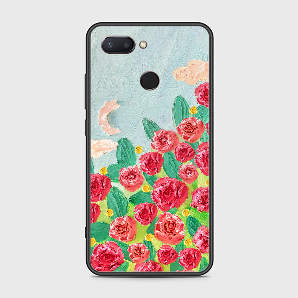 Xiaomi Mi 8 Lite Cover - Floral Series - Design 10 - Red & Green - HQ Ultra Shine Premium Infinity Glass Soft Silicon Borders Case