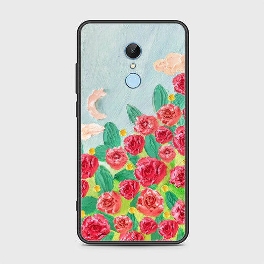 Xiaomi Redmi Note 5 Cover - Floral Series - Design 10 - Red & Green - HQ Ultra Shine Premium Infinity Glass Soft Silicon Borders Case