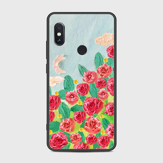 Xiaomi Redmi Note 5 Pro Cover - Floral Series - Design 10 - Red & Green - HQ Ultra Shine Premium Infinity Glass Soft Silicon Borders Case