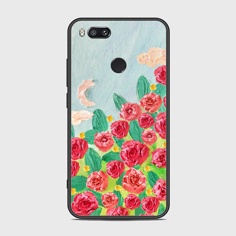 Xiaomi Redmi A1 Cover - Floral Series - Design 10 - Red & Green - HQ Ultra Shine Premium Infinity Glass Soft Silicon Borders Case