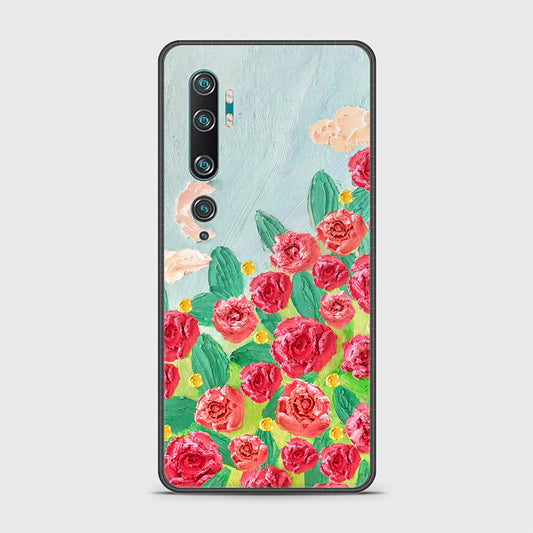 Xiaomi Mi CC9 Pro Cover - Floral Series - Design 10 - Red & Green - HQ Ultra Shine Premium Infinity Glass Soft Silicon Borders Case