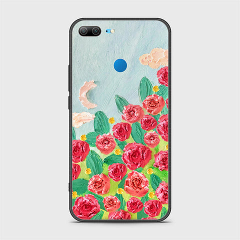 Huawei Honor 9 Lite Cover - Floral Series - Design 10 - Red & Green - HQ Ultra Shine Premium Infinity Glass Soft Silicon Borders Case