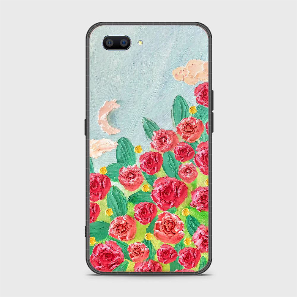 Oppo A12e Cover - Floral Series - Design 10 - Red & Green - HQ Ultra Shine Premium Infinity Glass Soft Silicon Borders Case