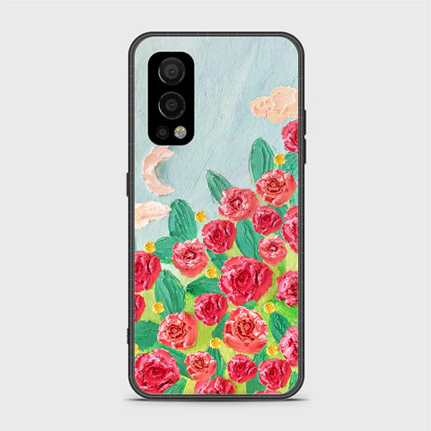 OnePlus Nord 2 Cover - Floral Series - Design 10 - Red & Green - HQ Ultra Shine Premium Infinity Glass Soft Silicon Borders Case