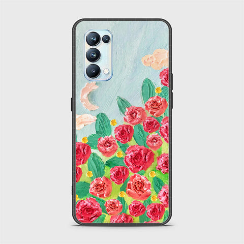 Oppo Reno 5 Pro 5G Cover - Floral Series - Design 10 - Red & Green - HQ Ultra Shine Premium Infinity Glass Soft Silicon Borders Case