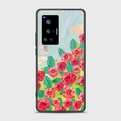 Vivo X70 Pro Cover - Floral Series - Design 10 - Red & Green - HQ Ultra Shine Premium Infinity Glass Soft Silicon Borders Case