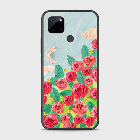 Realme C21Y Cover - Floral Series - Design 10 - Red & Green - HQ Ultra Shine Premium Infinity Glass Soft Silicon Borders Case