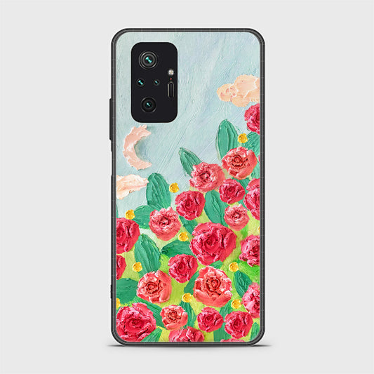 Xiaomi Redmi Note 10 Pro Max Cover - Floral Series - Design 10 - Red & Green - HQ Ultra Shine Premium Infinity Glass Soft Silicon Borders Case