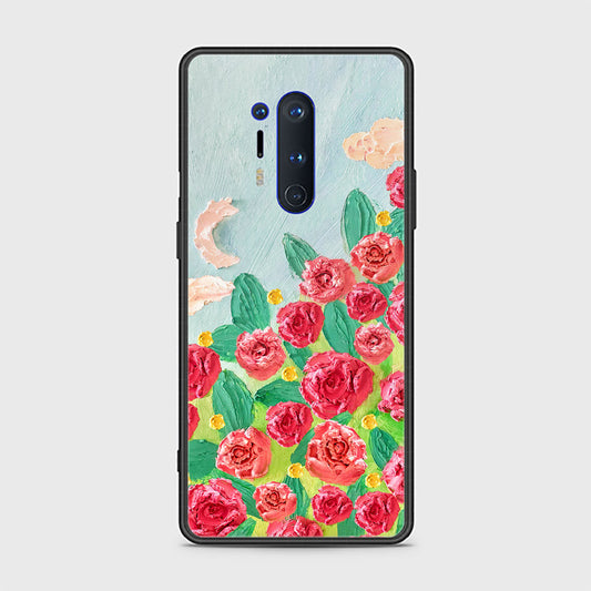 OnePlus 8 Pro Cover - Floral Series - Design 10 - Red & Green - HQ Ultra Shine Premium Infinity Glass Soft Silicon Borders Case