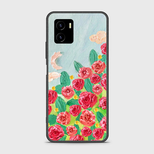 Vivo Y15s Cover - Floral Series - Design 10 - Red & Green - HQ Ultra Shine Premium Infinity Glass Soft Silicon Borders Case