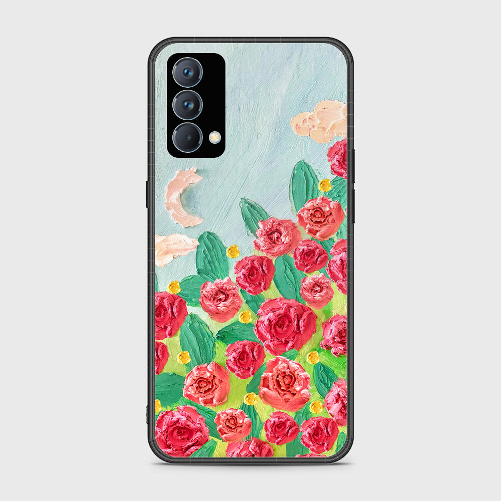 Realme GT Master Cover - Floral Series - Design 10 - Red & Green - HQ Ultra Shine Premium Infinity Glass Soft Silicon Borders Case