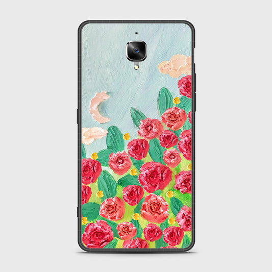 OnePlus 3 Cover - Floral Series - Design 10 - Red & Green - HQ Ultra Shine Premium Infinity Glass Soft Silicon Borders Case