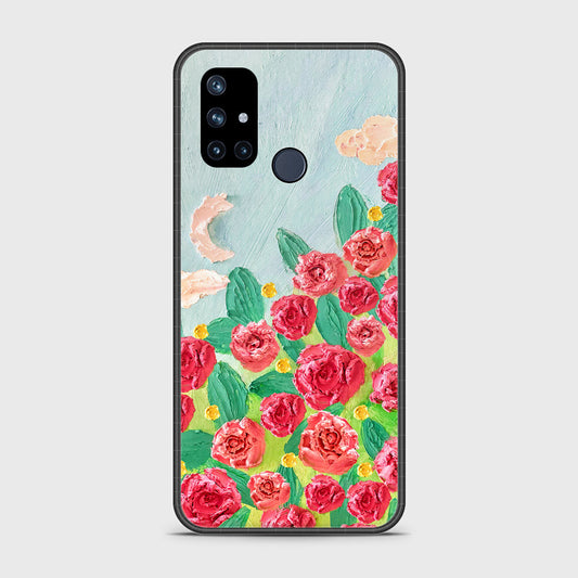 OnePlus Nord N10 5G Cover - Floral Series - Design 10 - Red & Green - HQ Ultra Shine Premium Infinity Glass Soft Silicon Borders Case