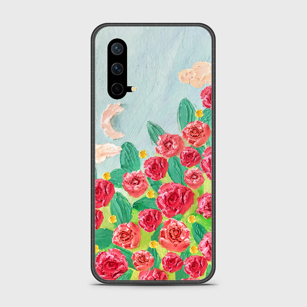 OnePlus Nord CE 5G Cover - Floral Series - Design 10 - Red & Green - HQ Ultra Shine Premium Infinity Glass Soft Silicon Borders Case