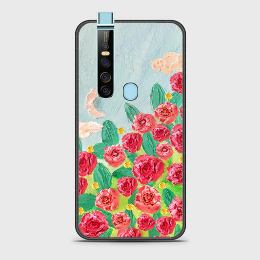 Tecno Camon 15 Premier Cover - Floral Series - Design 10 - Red & Green - HQ Ultra Shine Premium Infinity Glass Soft Silicon Borders Case