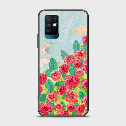 Infinix Note 10 Cover - Floral Series - Design 10 - Red & Green - HQ Ultra Shine Premium Infinity Glass Soft Silicon Borders Case