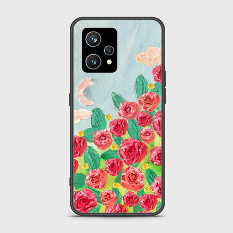 Realme 9 Pro Plus Cover - Floral Series - Design 10 - Red & Green - HQ Ultra Shine Premium Infinity Glass Soft Silicon Borders Case