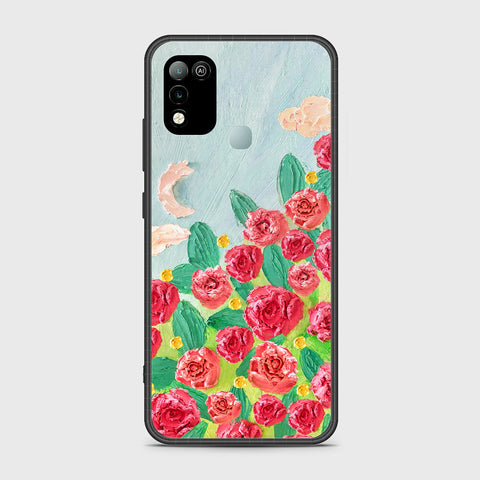 Infinix Hot 10 Play Cover - Floral Series - Design 10 - Red & Green - HQ Ultra Shine Premium Infinity Glass Soft Silicon Borders Case