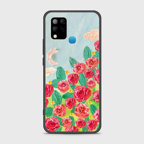 Infinix Hot 10s Cover - Floral Series - Design 10 - Red & Green - HQ Ultra Shine Premium Infinity Glass Soft Silicon Borders Case