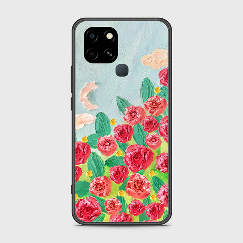 Infinix Smart 6 Cover - Floral Series - Design 10 - Red & Green - HQ Ultra Shine Premium Infinity Glass Soft Silicon Borders Case