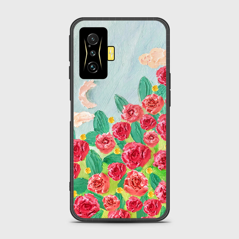 Xiaomi Poco F4 GT Cover - Floral Series - Design 10 - Red & Green - HQ Ultra Shine Premium Infinity Glass Soft Silicon Borders Case