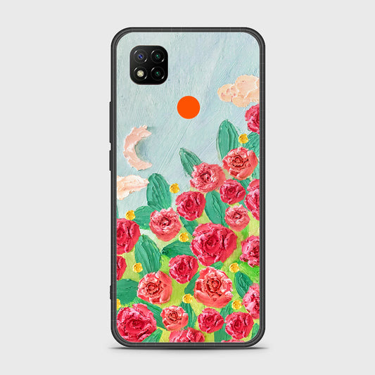 Xiaomi Redmi 9C Cover - Floral Series - Design 10 - Red & Green - HQ Ultra Shine Premium Infinity Glass Soft Silicon Borders Case