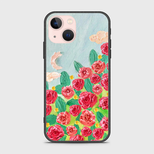 iPhone 14 Plus Cover - Floral Series - Design 10 - Red & Green - HQ Ultra Shine Premium Infinity Glass Soft Silicon Borders Case