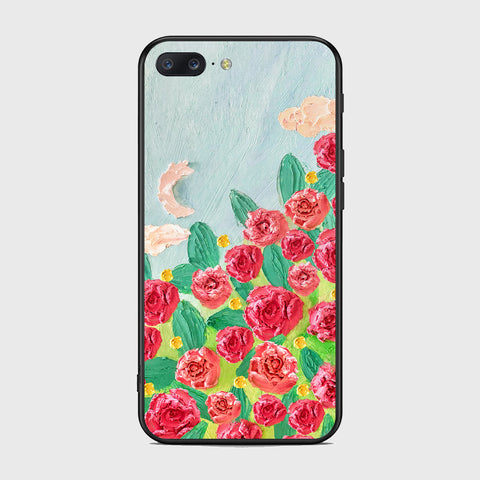 OnePlus 5 Cover - Floral Series - Design 10 - Red & Green - HQ Ultra Shine Premium Infinity Glass Soft Silicon Borders Case