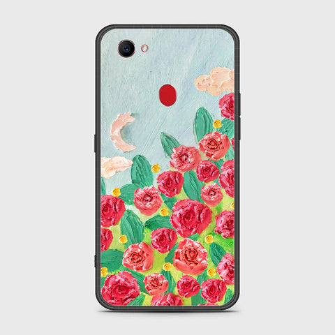 Oppo F7 Cover - Floral Series - Design 10 - Red & Green - HQ Ultra Shine Premium Infinity Glass Soft Silicon Borders Case