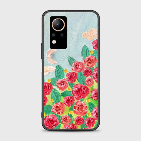 Infinix Note 12 Cover - Floral Series - Design 10 - Red & Green - HQ Ultra Shine Premium Infinity Glass Soft Silicon Borders Case