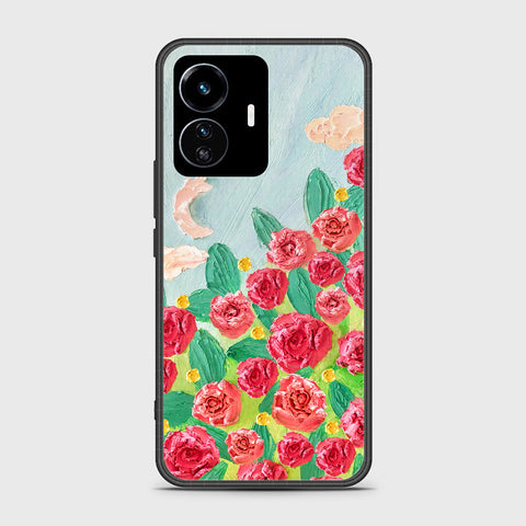 Vivo Y77 5G Cover - Floral Series - Design 10 - Red & Green - HQ Ultra Shine Premium Infinity Glass Soft Silicon Borders Case