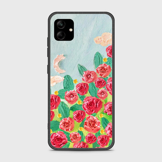 Samsung Galaxy A04e Cover - Floral Series - Design 10 - Red & Green - HQ Ultra Shine Premium Infinity Glass Soft Silicon Borders Case