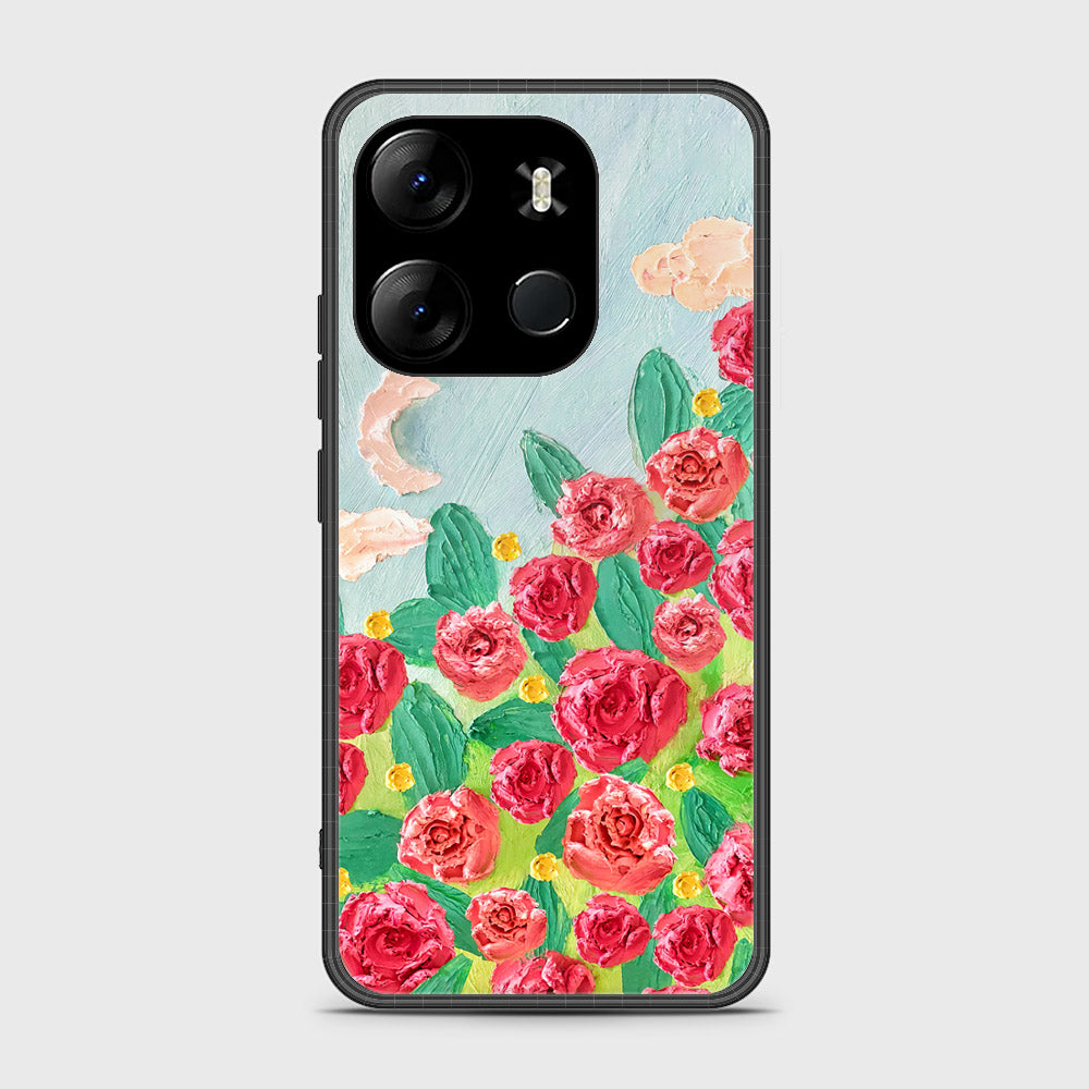 Tecno Spark Go 2023 Cover - Floral Series - Design 10 - Red & Green - HQ Ultra Shine Premium Infinity Glass Soft Silicon Borders Case